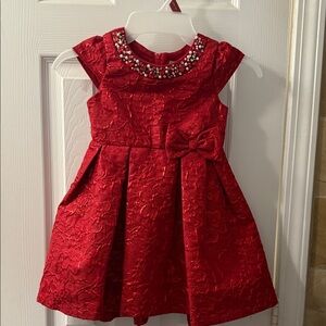 Rare Editions Red Floral Dress with Jewel Neckline size 3T $20